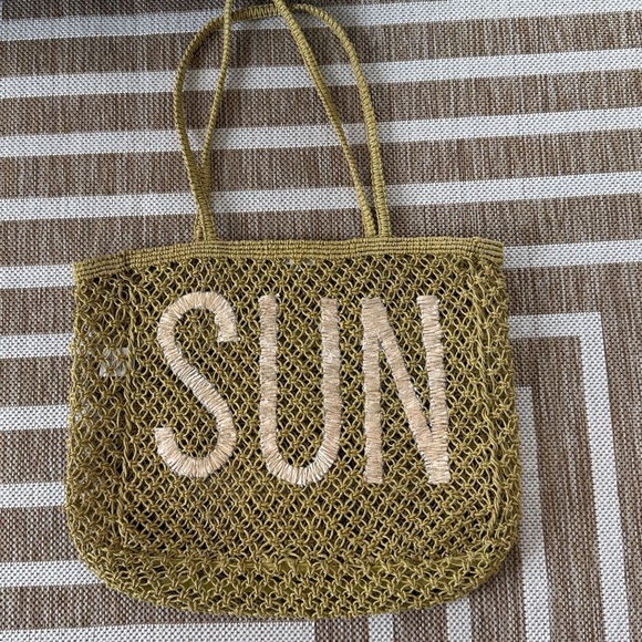Z Supply Handbags - Z Supply Yellow Woven Beach Tote